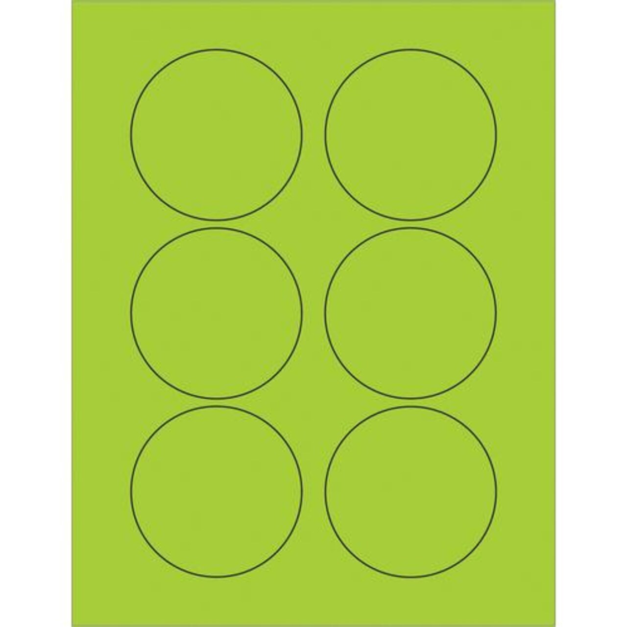 Fluorescent Circle Laser Labels, 3", Fluorescent Green, 600/Case